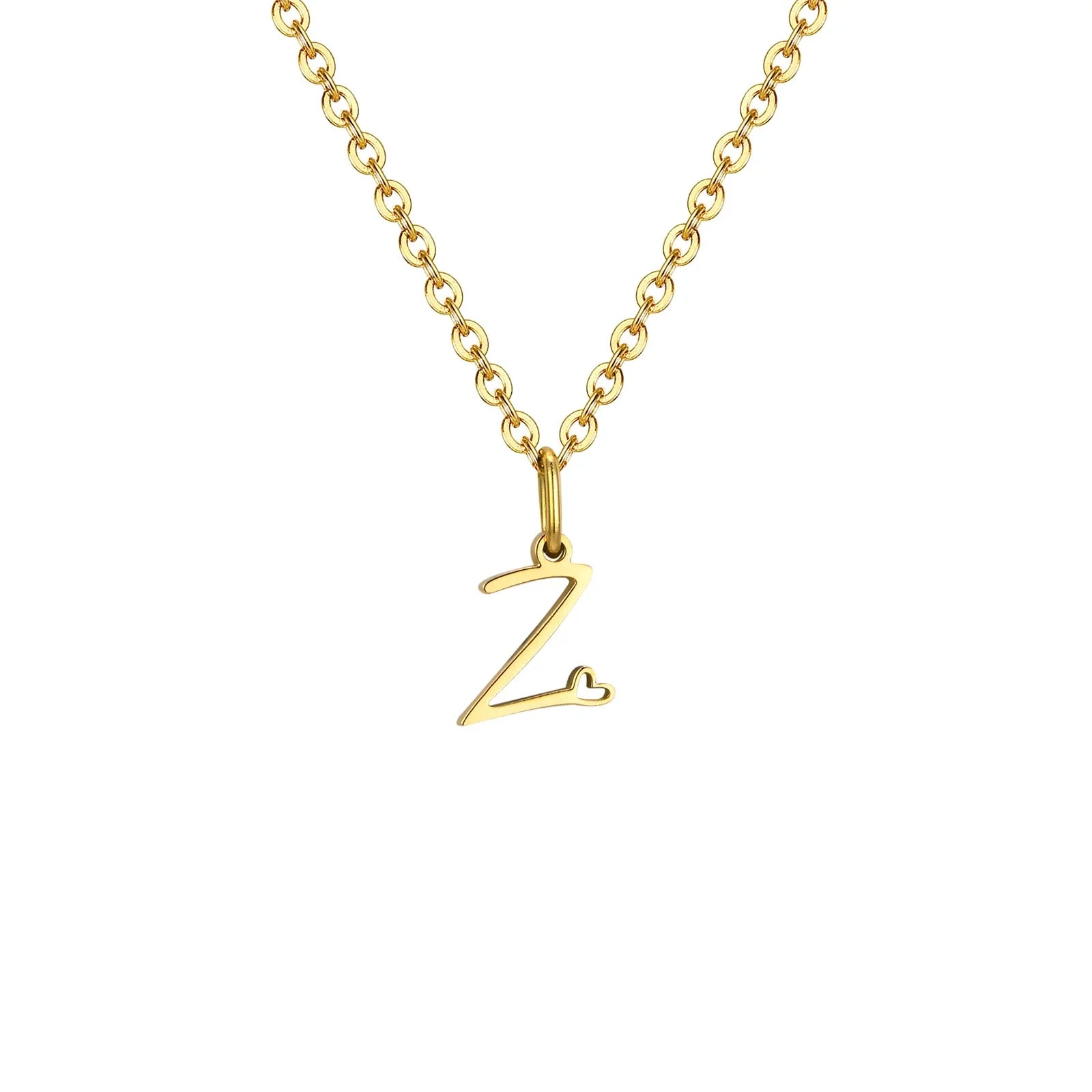 Collier femme avec pendentif initiale lettre et coeur z