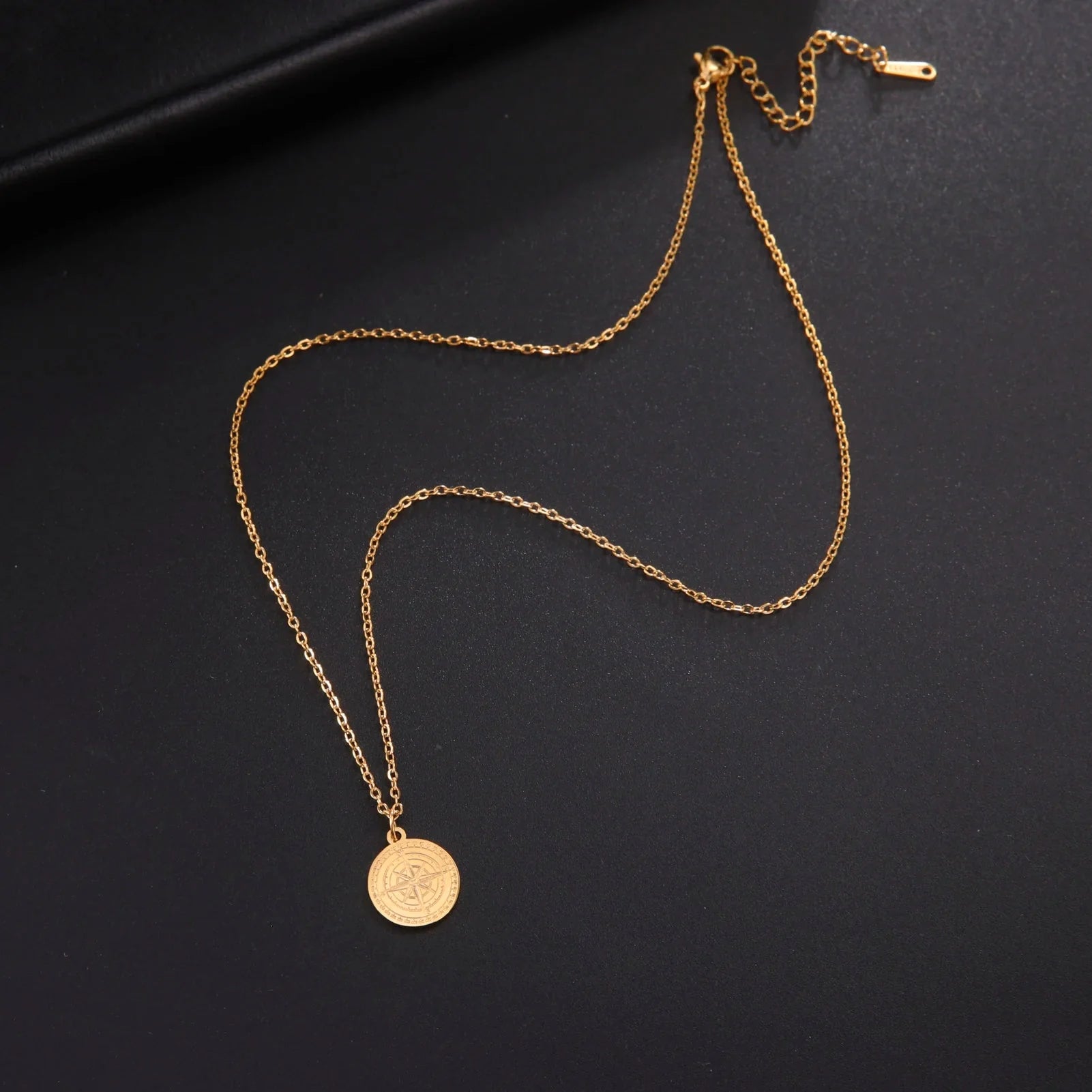 Women's Necklace Pendant Compass Rose Cardinal Gold