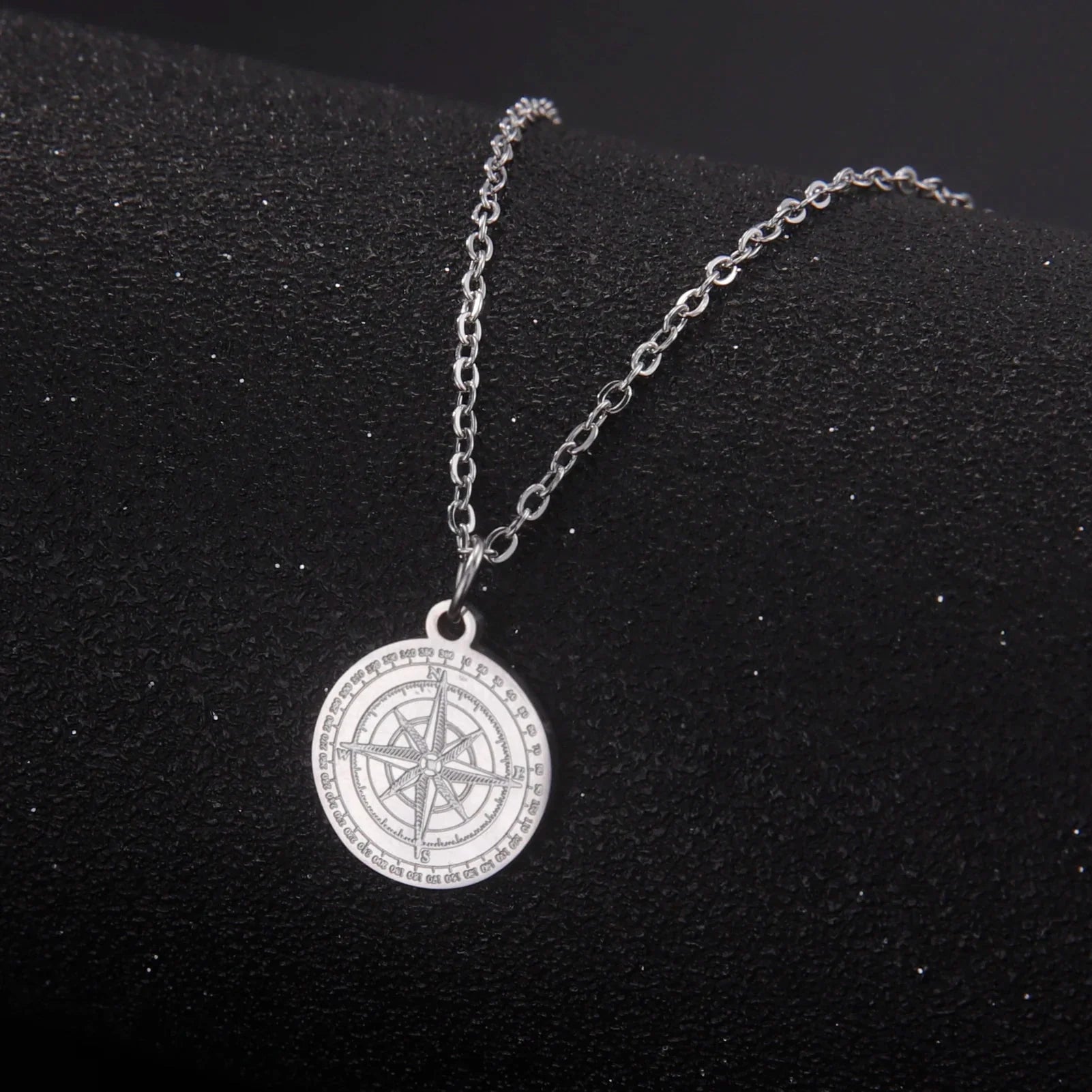 Women's Necklace Pendant Compass Rose Cardinal Silver