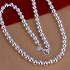 Elegant Women's Necklace with Silvered Pearls