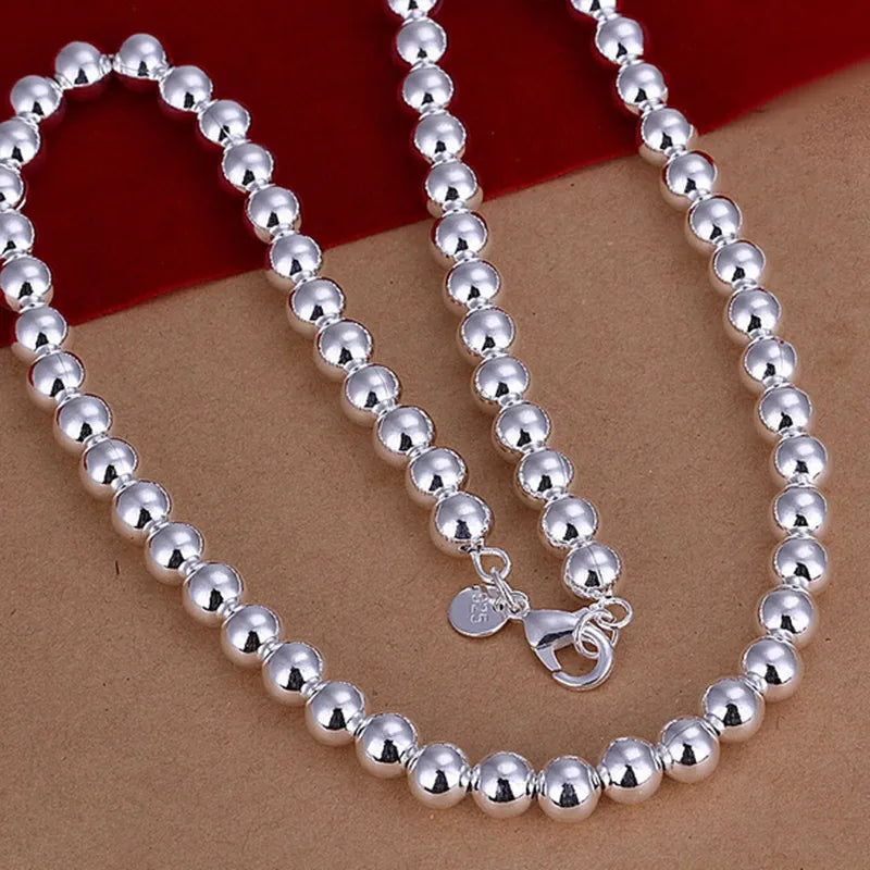 Elegant Women's Necklace with Silvered Pearls