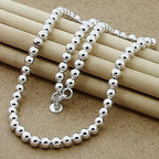 Elegant Women's Necklace with Silvered Pearls