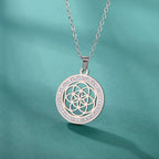 Life Seed Necklace Women's Flower of Life Pendant silver