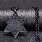 Hexagram Necklace Star of David Judaism Pendant style 1 black