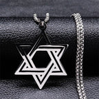 Hexagram Necklace Star of David Judaism Pendant style 1 silver