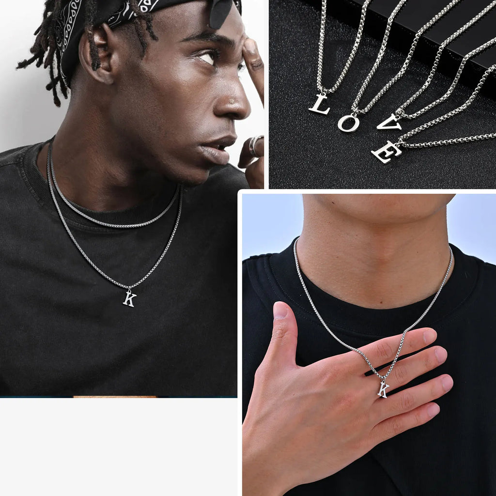 Collier homme avec pendentif initiale