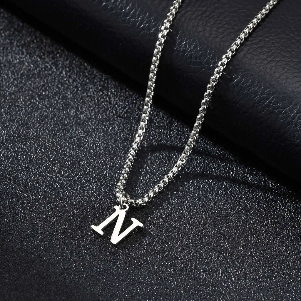 Collier homme avec pendentif initiale n