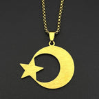 Collier homme "türk" en runes göktürk: croissant de lune et étoile