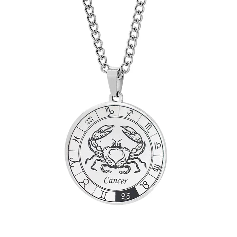 Horoscope Necklace Pendant Zodiac Constellations Silver Cancer