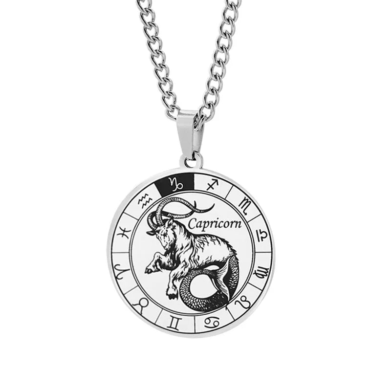 Horoscope Necklace Pendant Zodiac Constellations Silver Capricorn