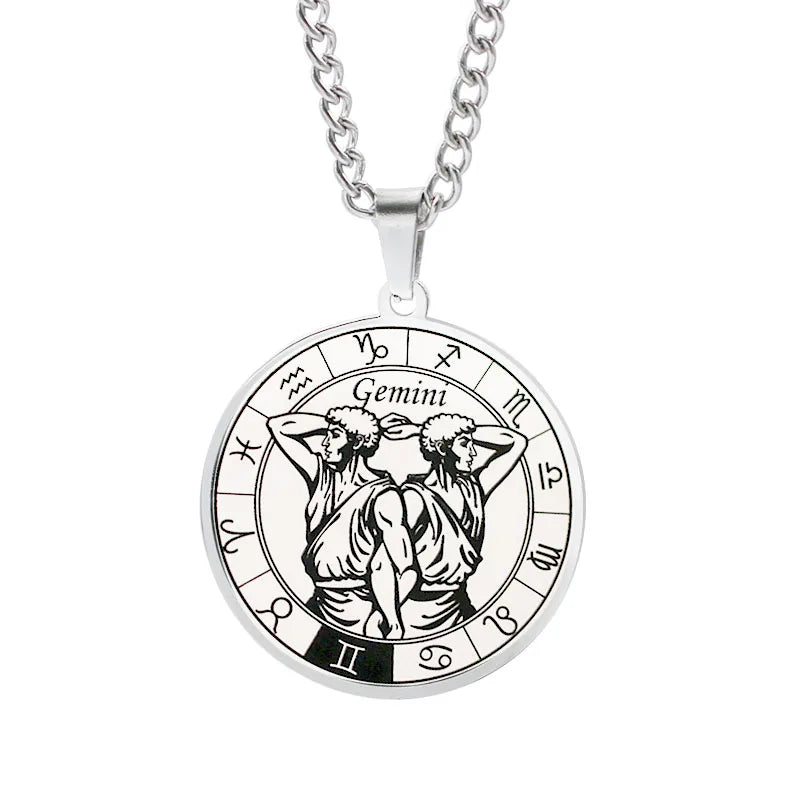 Horoscope Necklace Pendant Zodiac Constellations Silver Gemini