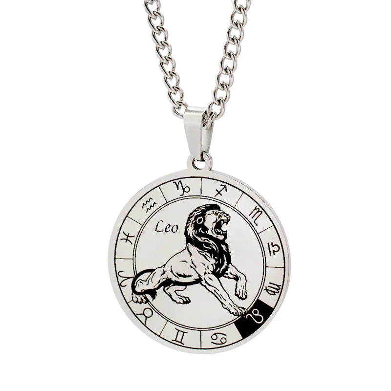 Horoscope Necklace Pendant Zodiac Constellations Silver Leo