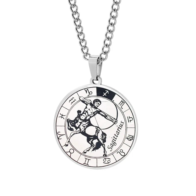 Horoscope Necklace Pendant Zodiac Constellations Silver Sagittarius