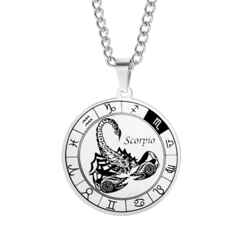 Horoscope Necklace Pendant Zodiac Constellations Silver Scorpio