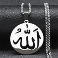Collier long avec pendentif Allah islam musulman pour homme ou femme argent