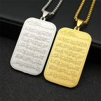 Collier long avec pendentif Ayatul Kursi arabe islam argent