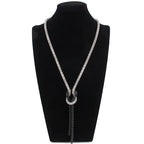 Collier Long avec Pendentif Noeud argent et noir