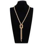 Collier Long avec Pendentif Noeud or