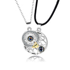 Silver Moon Sun Couple Necklace