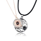 Rose Gold Moon Sun Couple Necklace