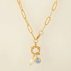 Collier maillons avec pendentif perle et pierre de naissance avril