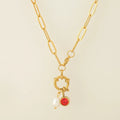 Collier maillons avec pendentif perle et pierre de naissance janvier