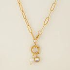 Collier maillons avec pendentif perle et pierre de naissance mars