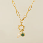 Collier maillons avec pendentif perle et pierre de naissance mai