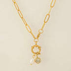 Collier maillons avec pendentif perle et pierre de naissance novembre