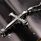 Men's Black Cross Necklace & Pendant