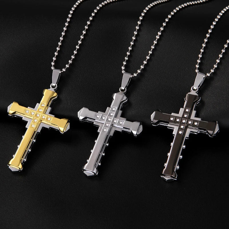 Men's Silver Cross Necklace & Pendant