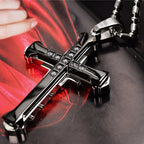 Men's Black Cross Necklace & Pendant