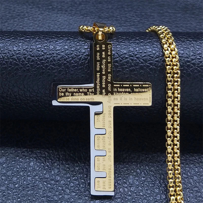 Necklace & Pendant Cross Christian Men's Gold