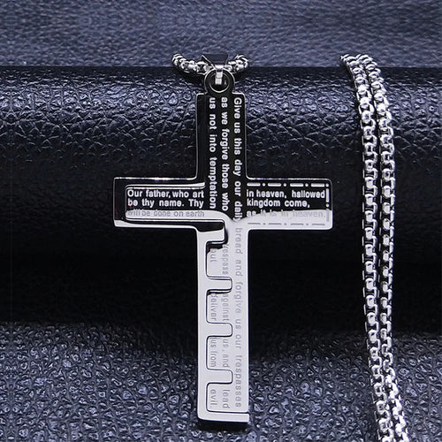 Necklace & Pendant Cross Christian Men's Silver