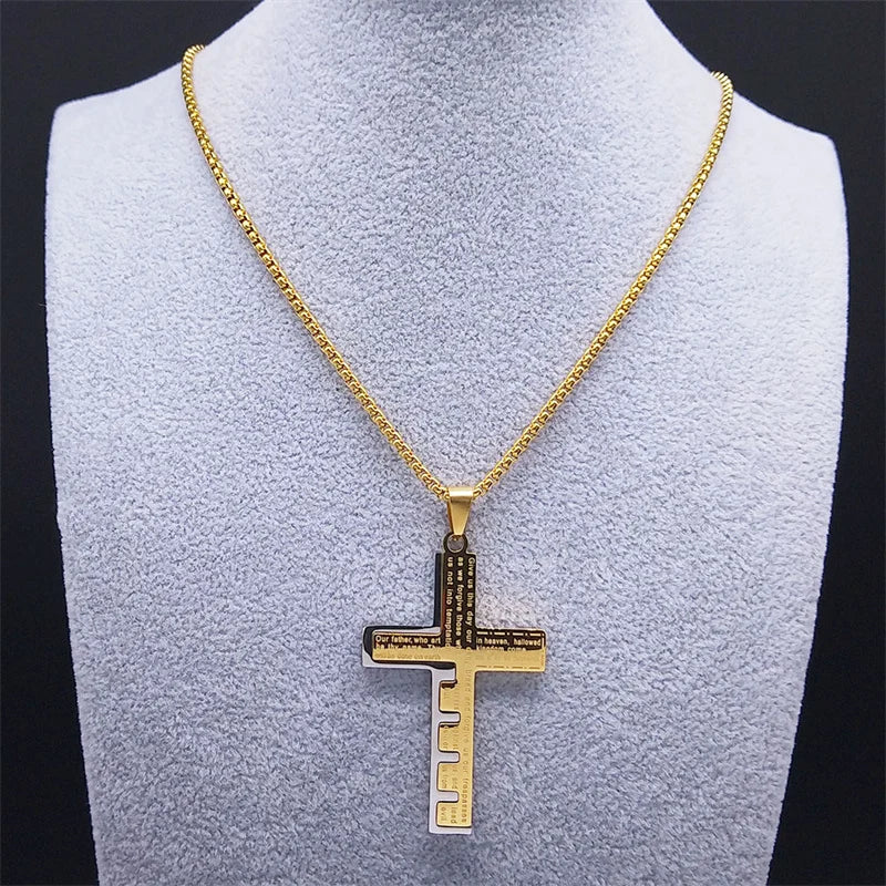 Necklace & Pendant Cross Christian Men's Gold