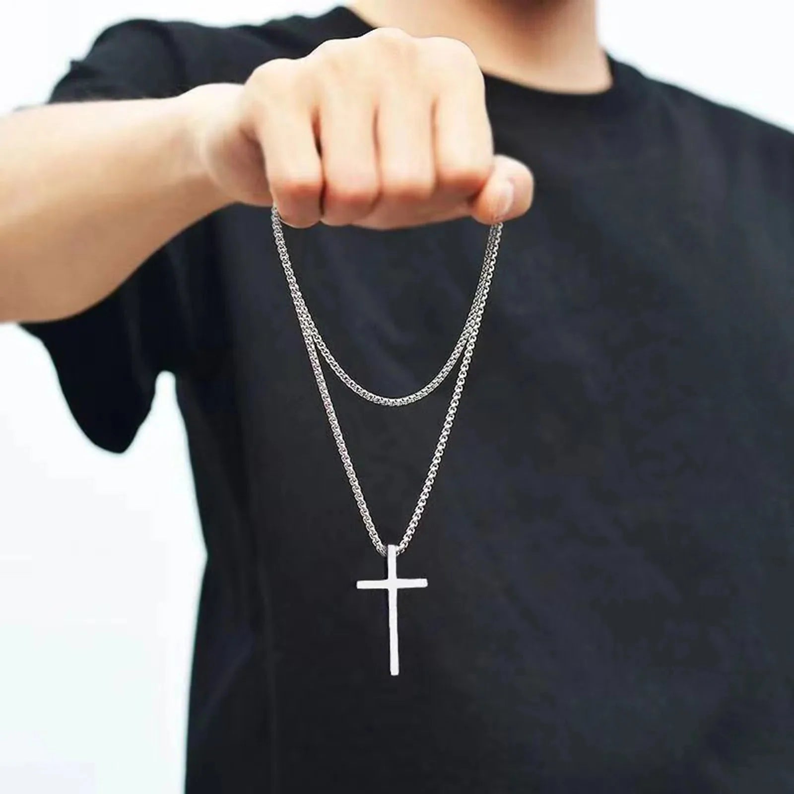 Men's Necklace & Pendant Silver Cross