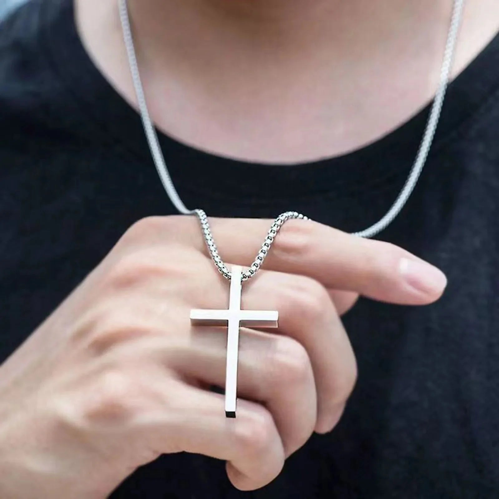 Men's Necklace & Pendant Silver Cross
