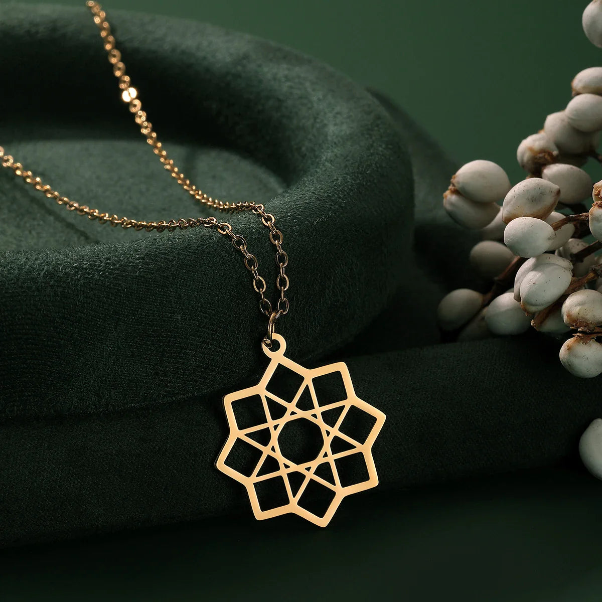 Octagram Necklace Mandala Pendant Sacred Geometry gold