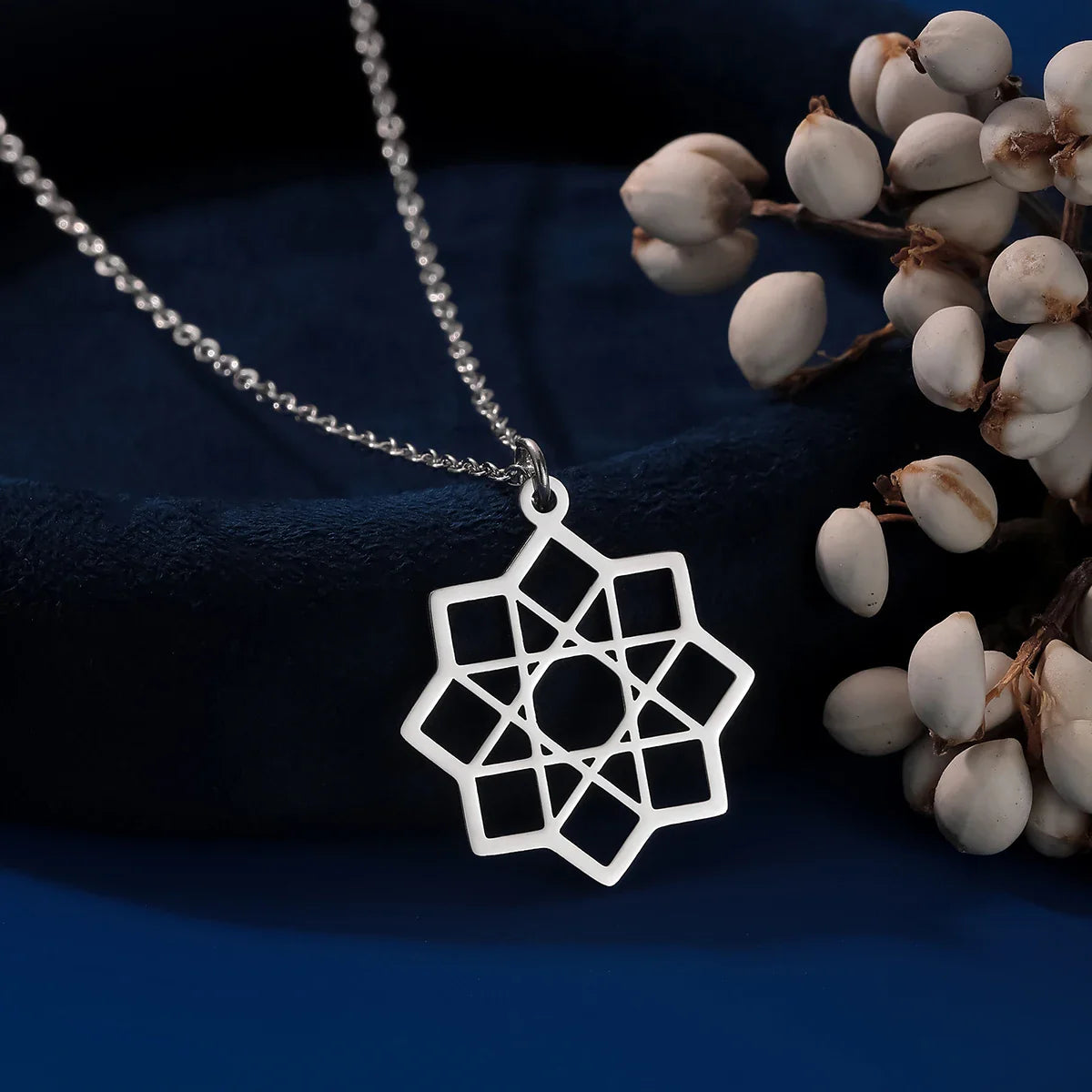 Octagram Necklace Mandala Pendant Sacred Geometry silver