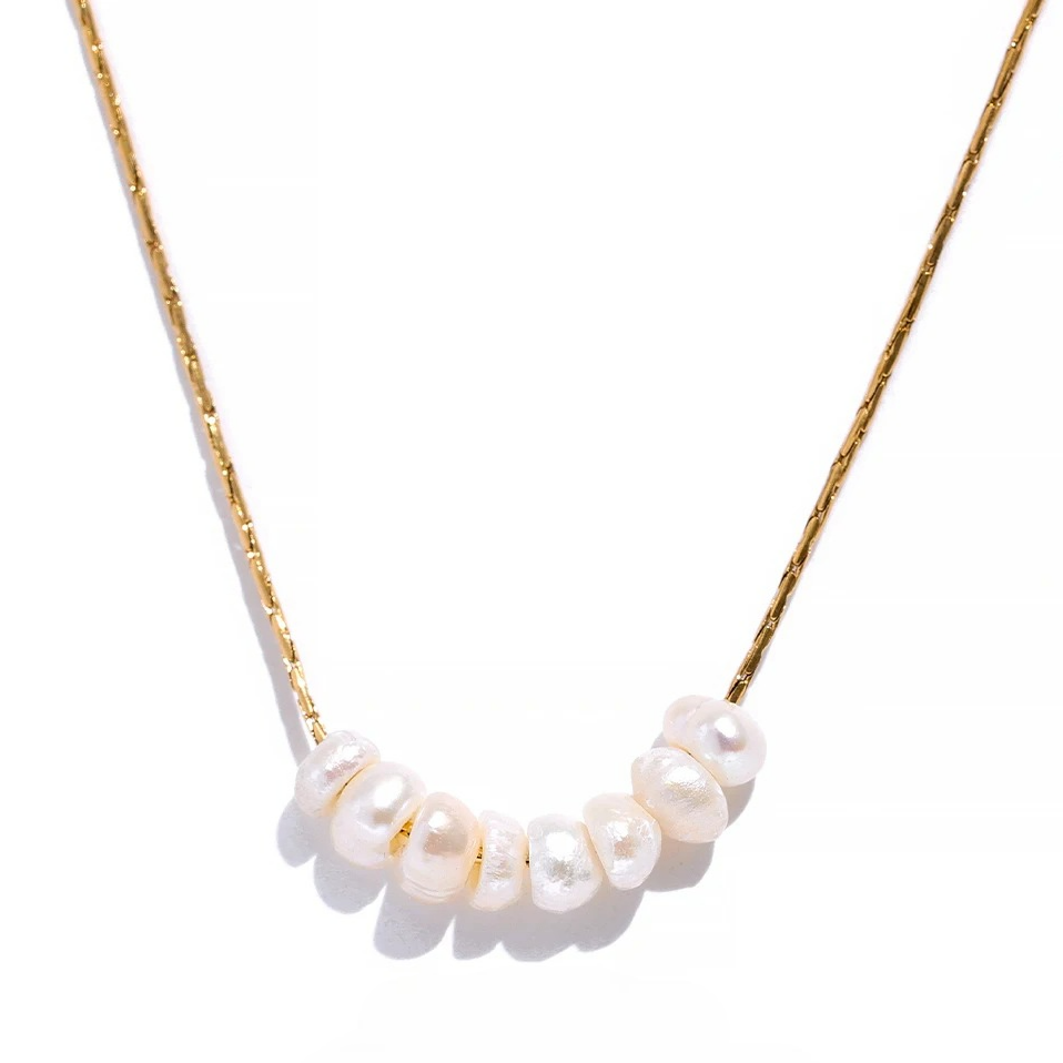 Necklace with Natural Gold Pearls