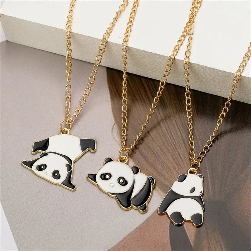 Panda Pendant Gold Necklaces pack of 3