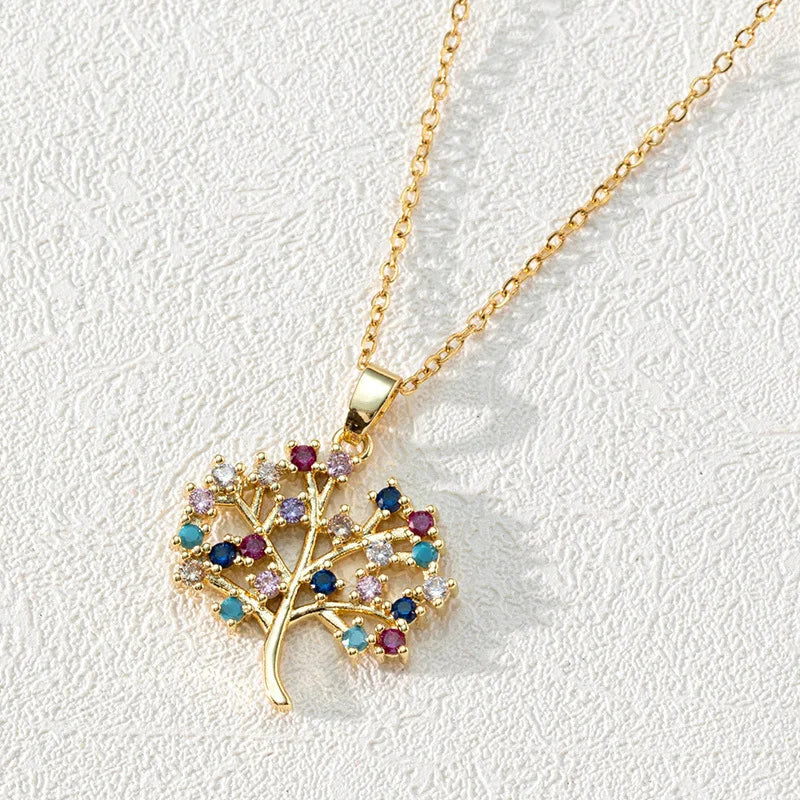 Tree of Life Pendant Necklace with Multicolored Beads b