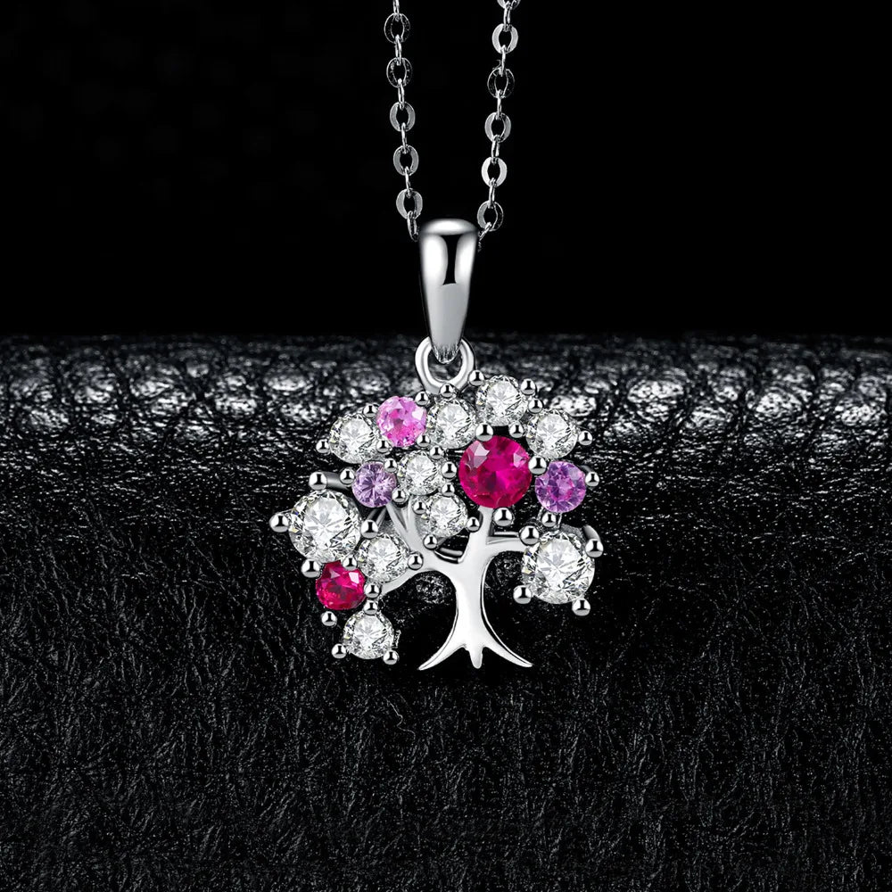 Tree of Life Pendant Necklace with Stones for Women
