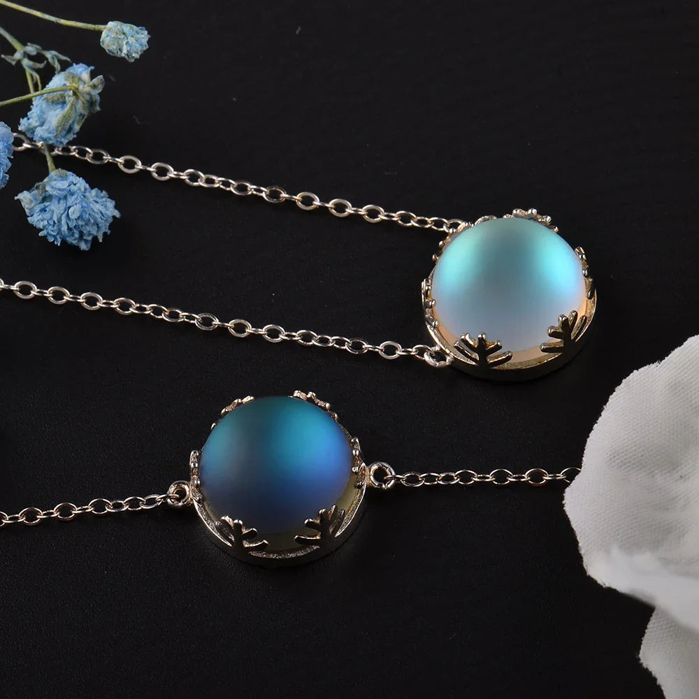 Collier Pendentif Aurore Boréale Bleue