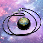 Pendant Necklace with Black Tourmaline Tree of Life