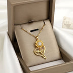 Pendant Necklace with Heart and Spinning Sunflower Flower Anti-Stress