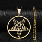 Collier Pendentif Baphomet Satan Gothique or