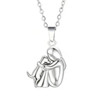 Necklace Pendant Dog and Owner Hug silver