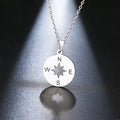 Cardinal Compass Pendant Necklace Silver Wind Rose