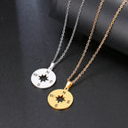 Cardinal Compass Pendant Necklace Gold Wind Rose